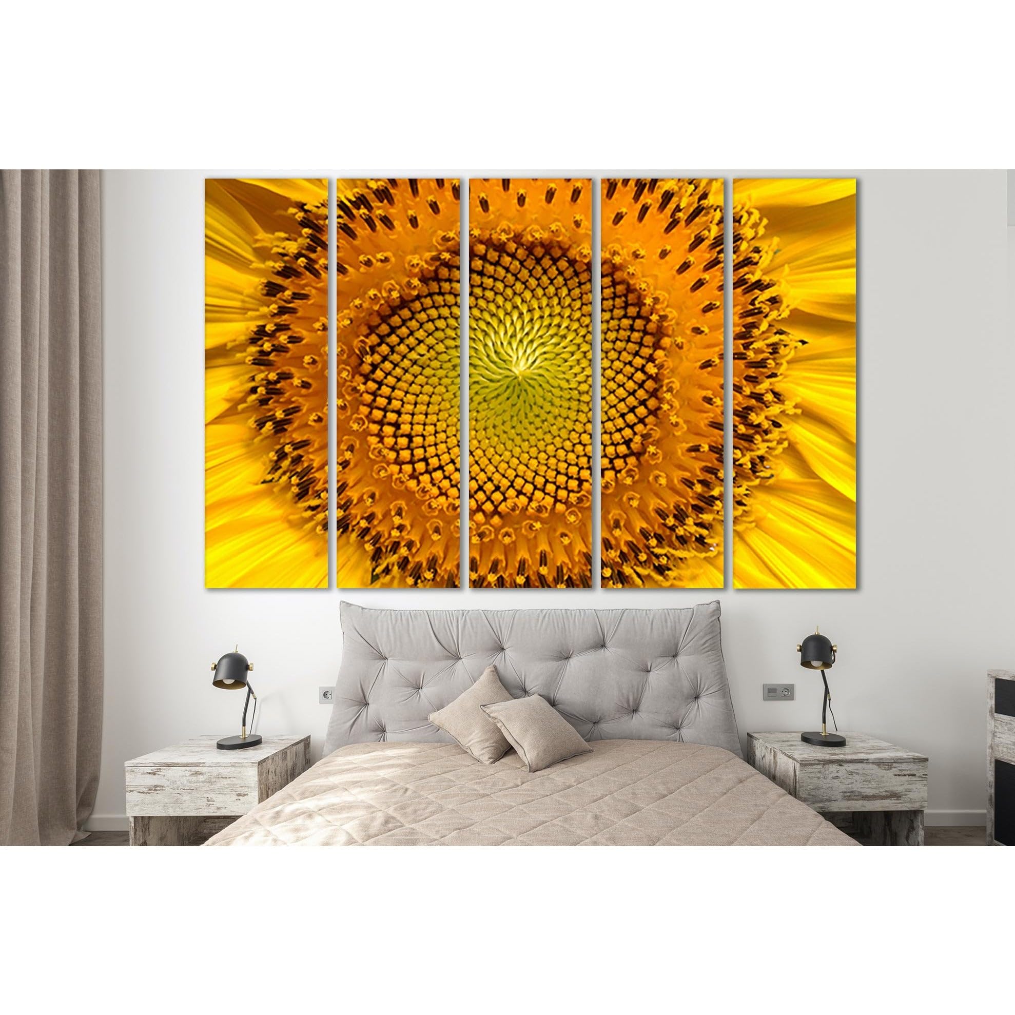 Cuadro de girasol impreso en lienzo modular ZELLART decorativo 90x60 4