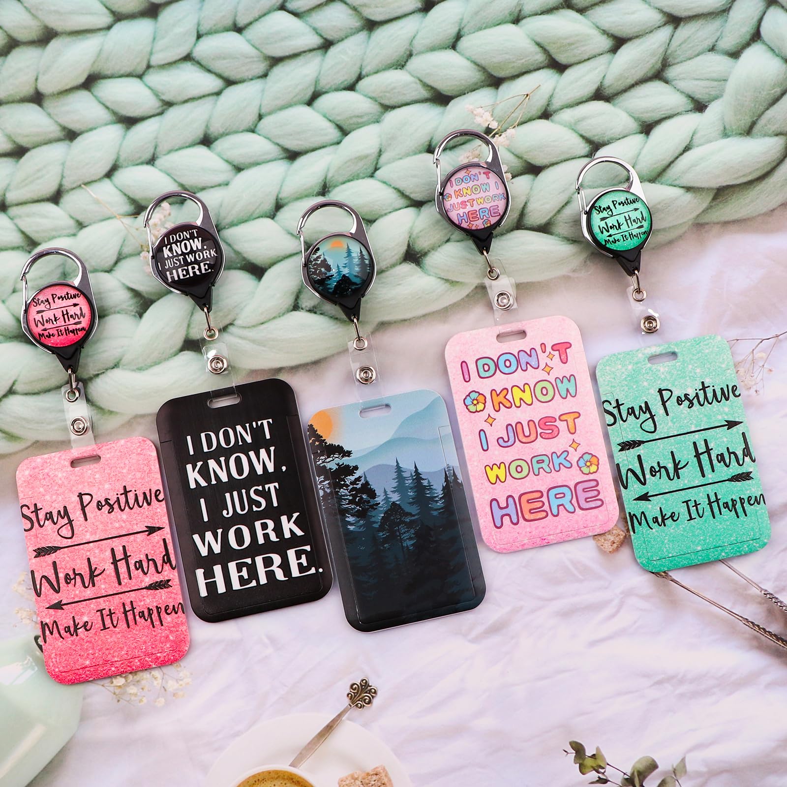 Pink ID Lanyard Card Holder & Funny Retractable Badge Reel Cute Key Layard for Keys ID Badges for Women Teens Girls Cool Staff Keychain Work Reel ID Holder - Image 2