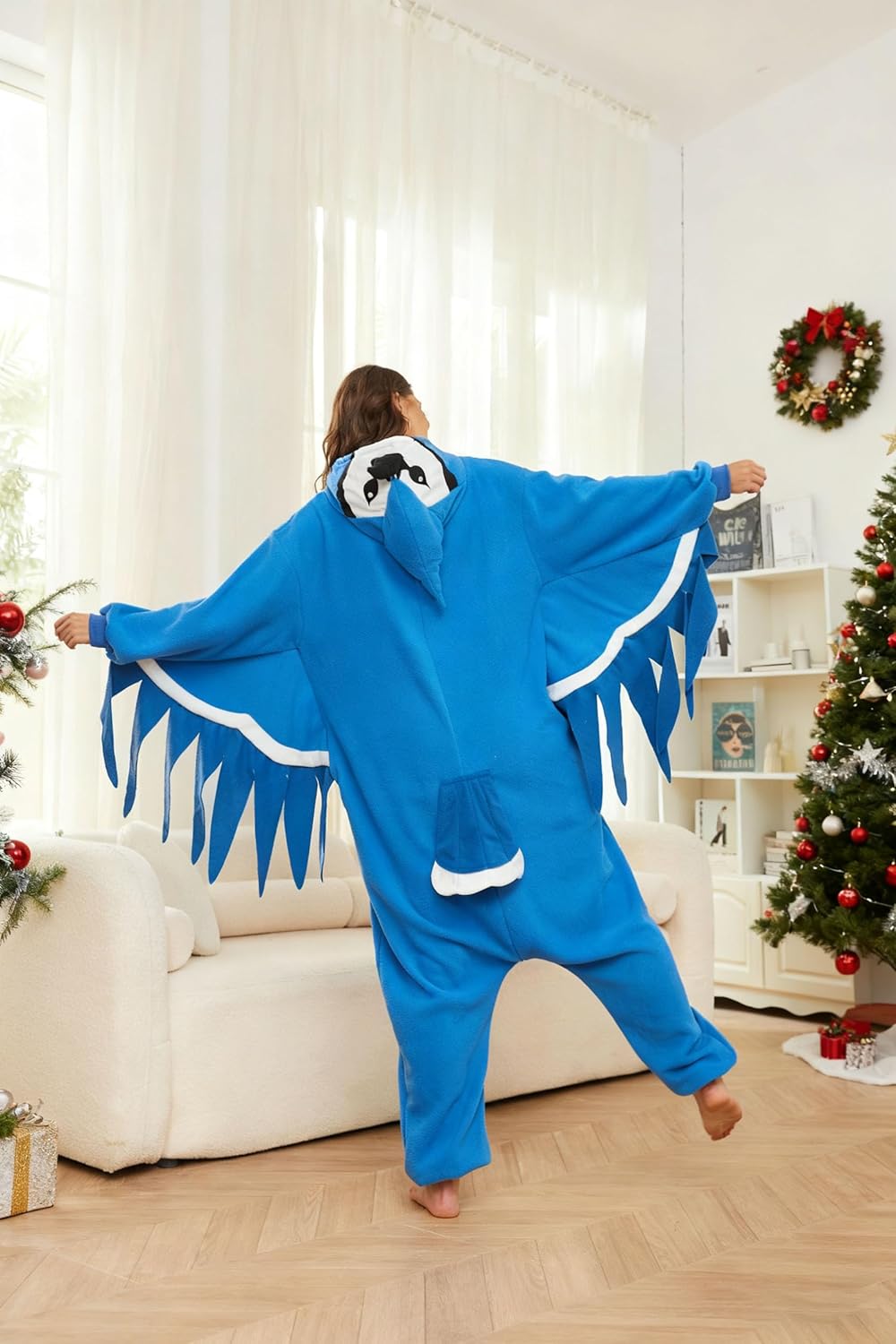 Blue Jay Gifts for Women Blue Jay Costume Adult Bird Onesie Pajamas Costumes Outfit Cosplay Sleepwear for Women Men L - Image 4