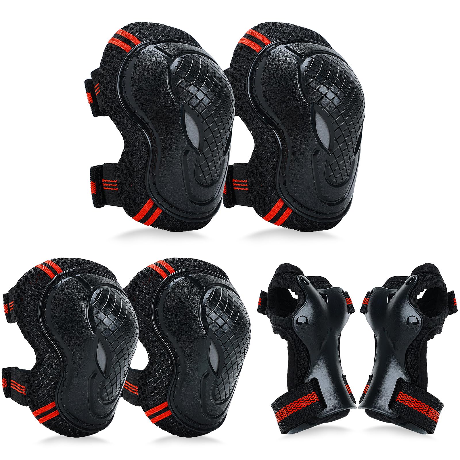 Adjustable Kids Knee Pads Elbow Pads Wrist Guards Set for 3-8 Years Child Protective Gear Set for Roller Skates,BMX,Bike,Cycling, Skateboard, Inline Skating, Scooter Riding Sports,Football