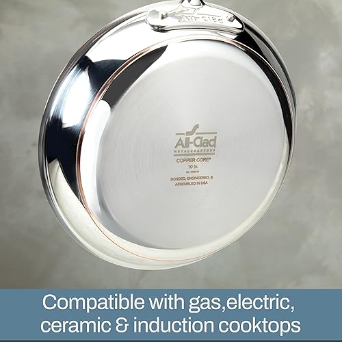 Miniatura 5 de All-Clad Copper Core - Juego de utensilios de cocina de acero inoxidable de 5 capas, 5 piezas, inducción, apto para horno 600F, ollas y sartenes,