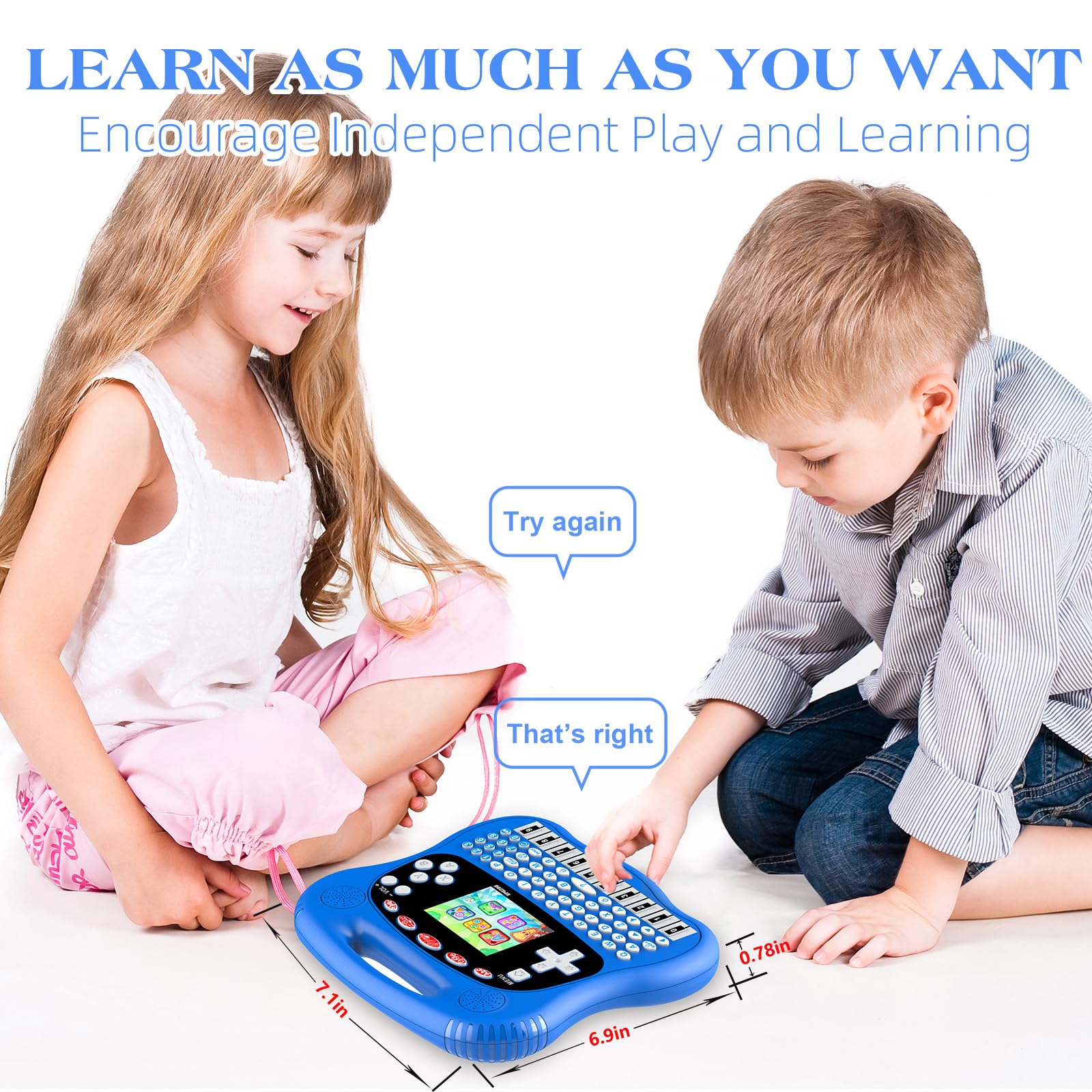 Tableta de aprendizaje para niños, pantalla a color HD de 3.0 pulgadas, alfabeto, palabras, matemáticas, juegos, música, preescolar, electrónica educativa interactiva para niños y niñas 2