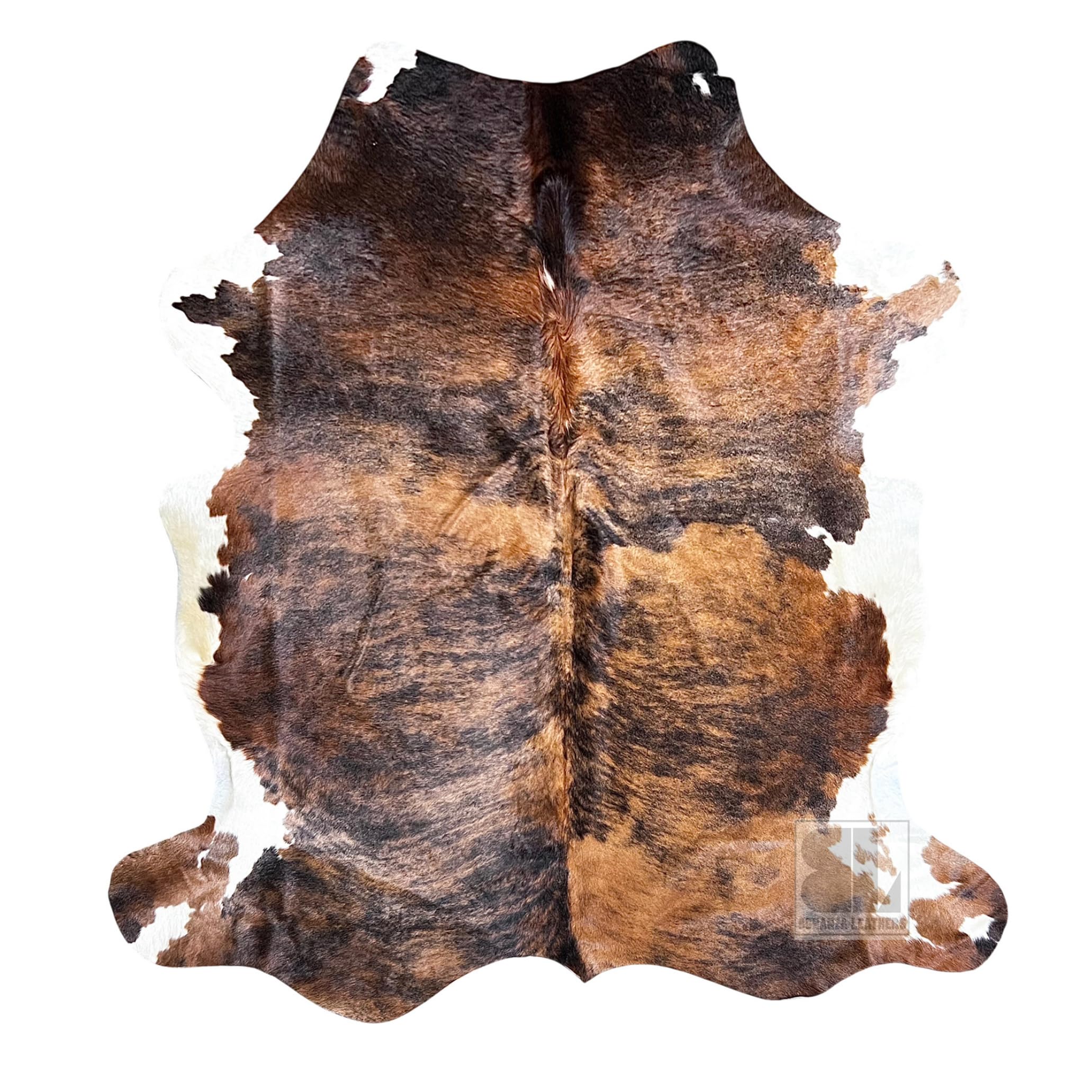 bonanza leathers Genuine Brindle Cowhide Rug - Natural Leather Hide for Living Room Bedroom Rustic Modern Home Decor