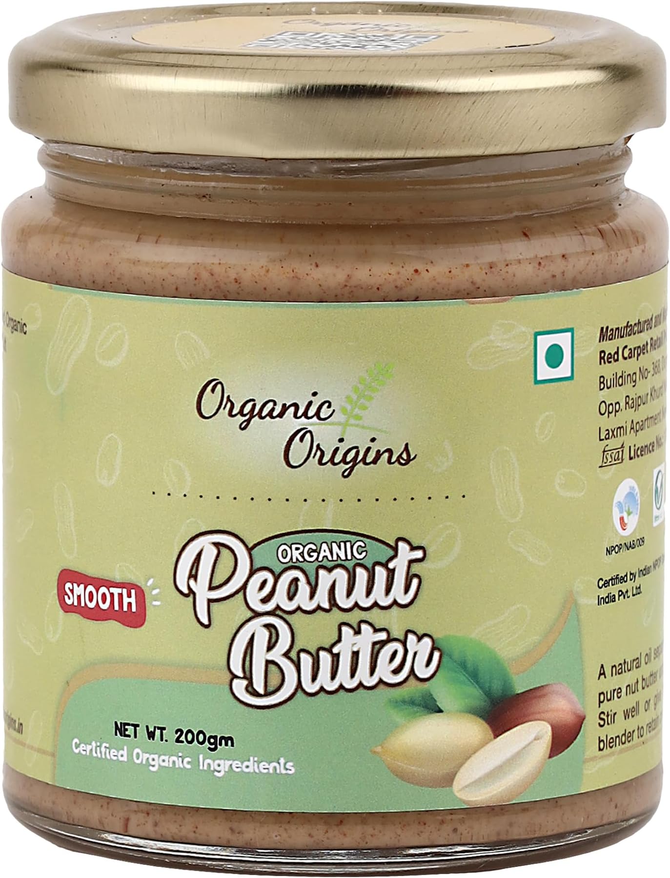 Organic Origins; Peanut Butter (Smooth); 200 g