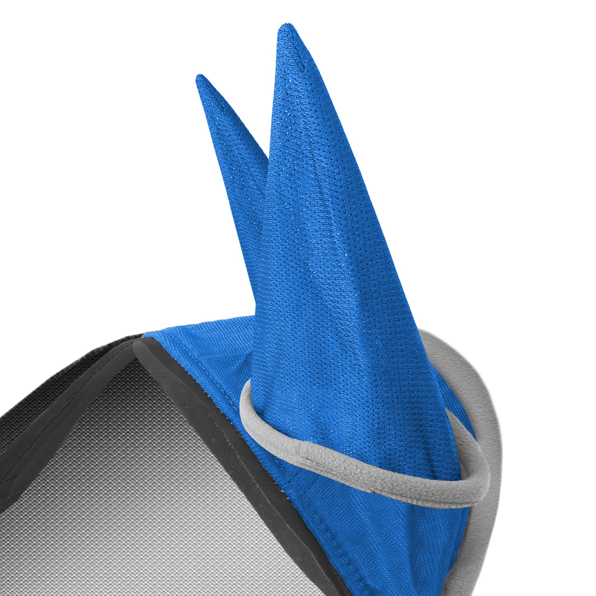 SmithBuilt COMFORT Fliegenmaske mit Ohren und Langnase für Pferde (Blau, Cob) - Fleece-Polsterung, feinmaschig, UV-Schutz