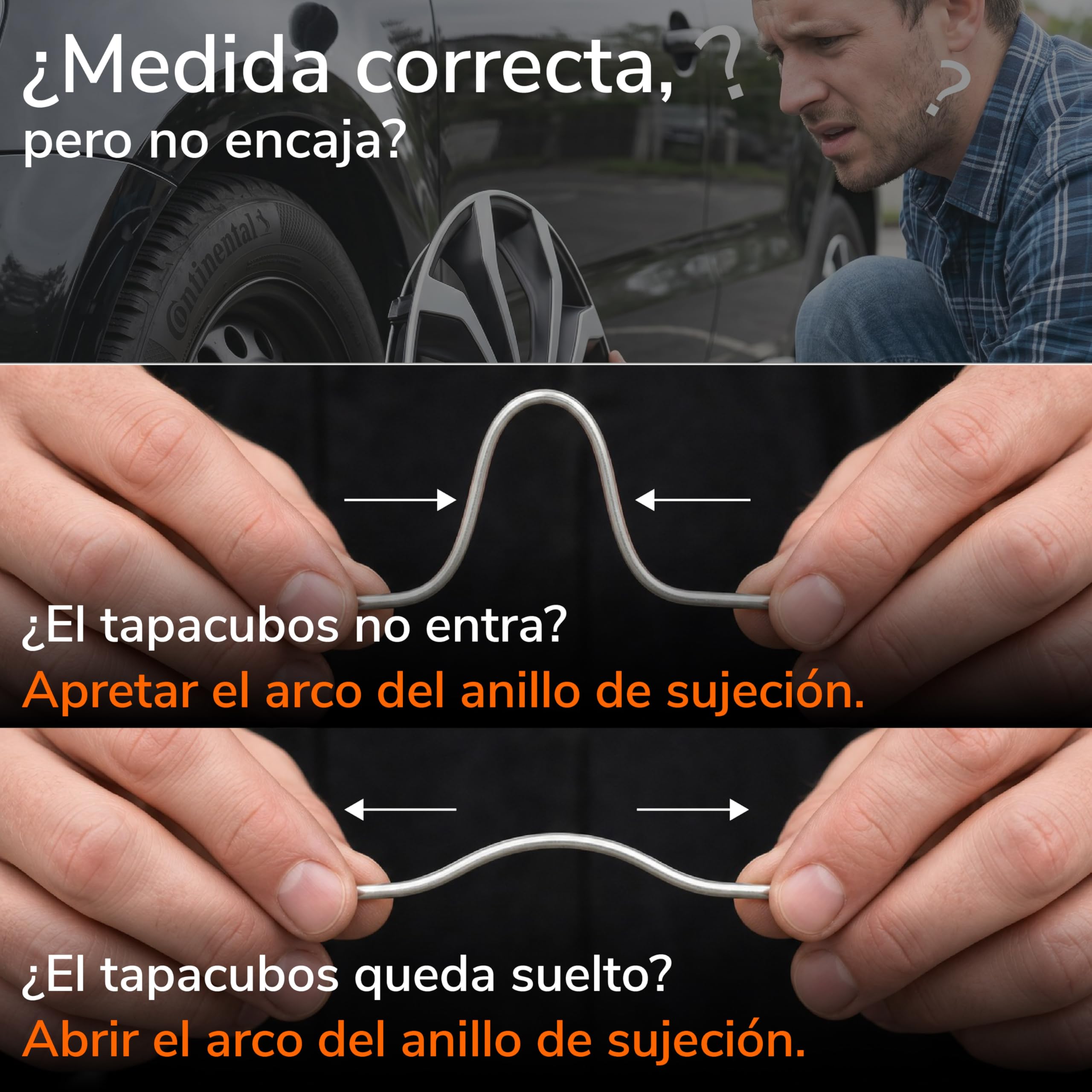 Upgrade4cars Tapacubos 15 Pulgadas Negro Plata Set de 4 | Embellecedores de Rueda Universales para Llantas de Acero | Plastico ABS Robusto | Tapa Rueda Coche R15