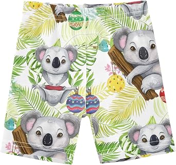 Cute Koalas Tropical Palm Leaves Cartwheel Shorts Girls Bike Shorts Under Dress Biker Short Kids Clothes