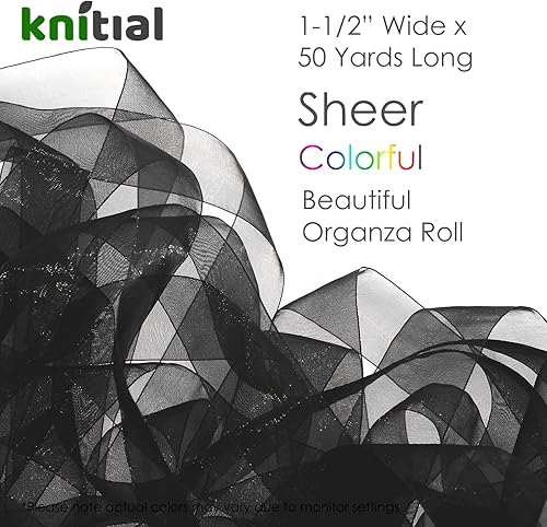 Miniatura 4 de Cinta de organza negra de 1-12 pulgadas x 50 yardas, cinta transparente para envolver regalos, lazos para el cabello, decoraciones, arreglos florales