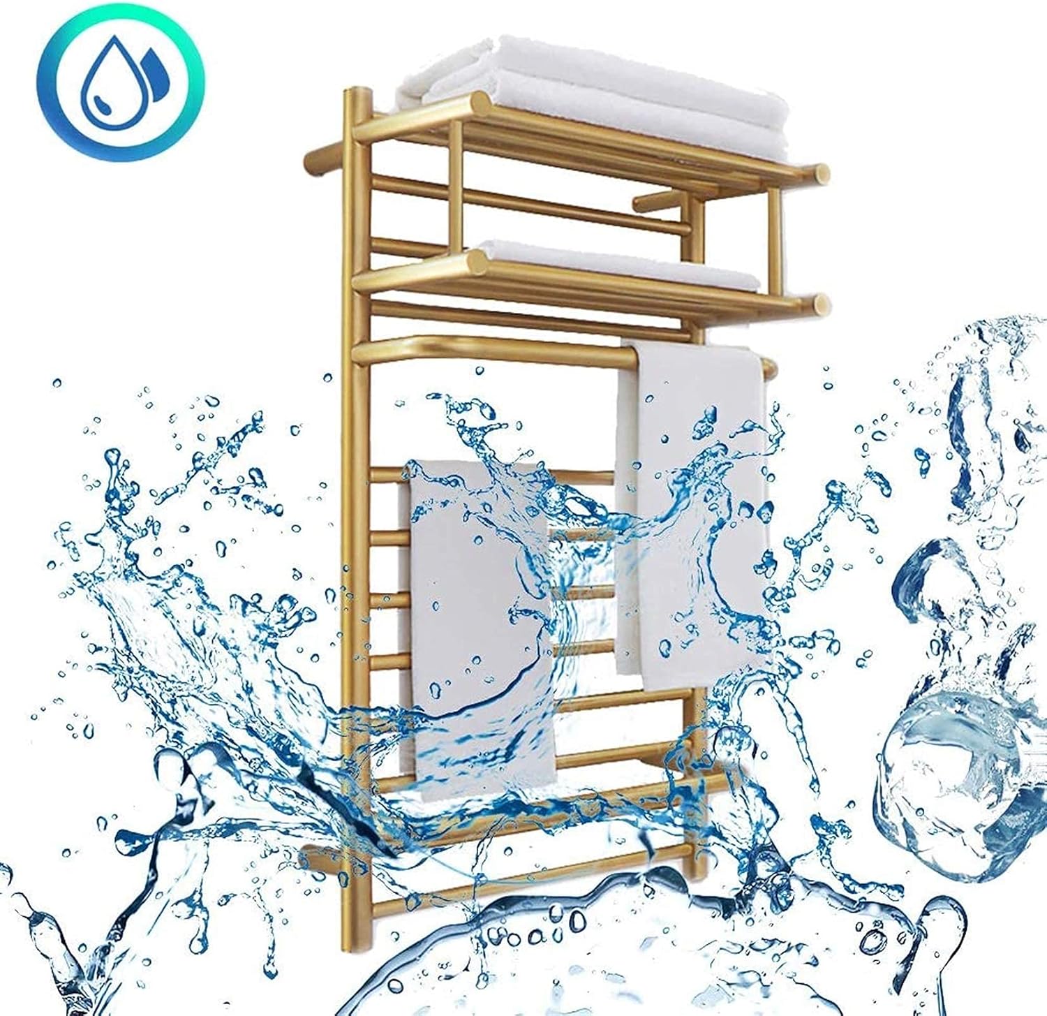 Towel Warmer, Towel Warmers for Bathroom, Wall Mounted Electric Heated Towel Rack, 304 Stainless Steel Towel Dryer Rack Heated Towel Bars, Towel Rail Rack for Bathroom, Gold( image 3