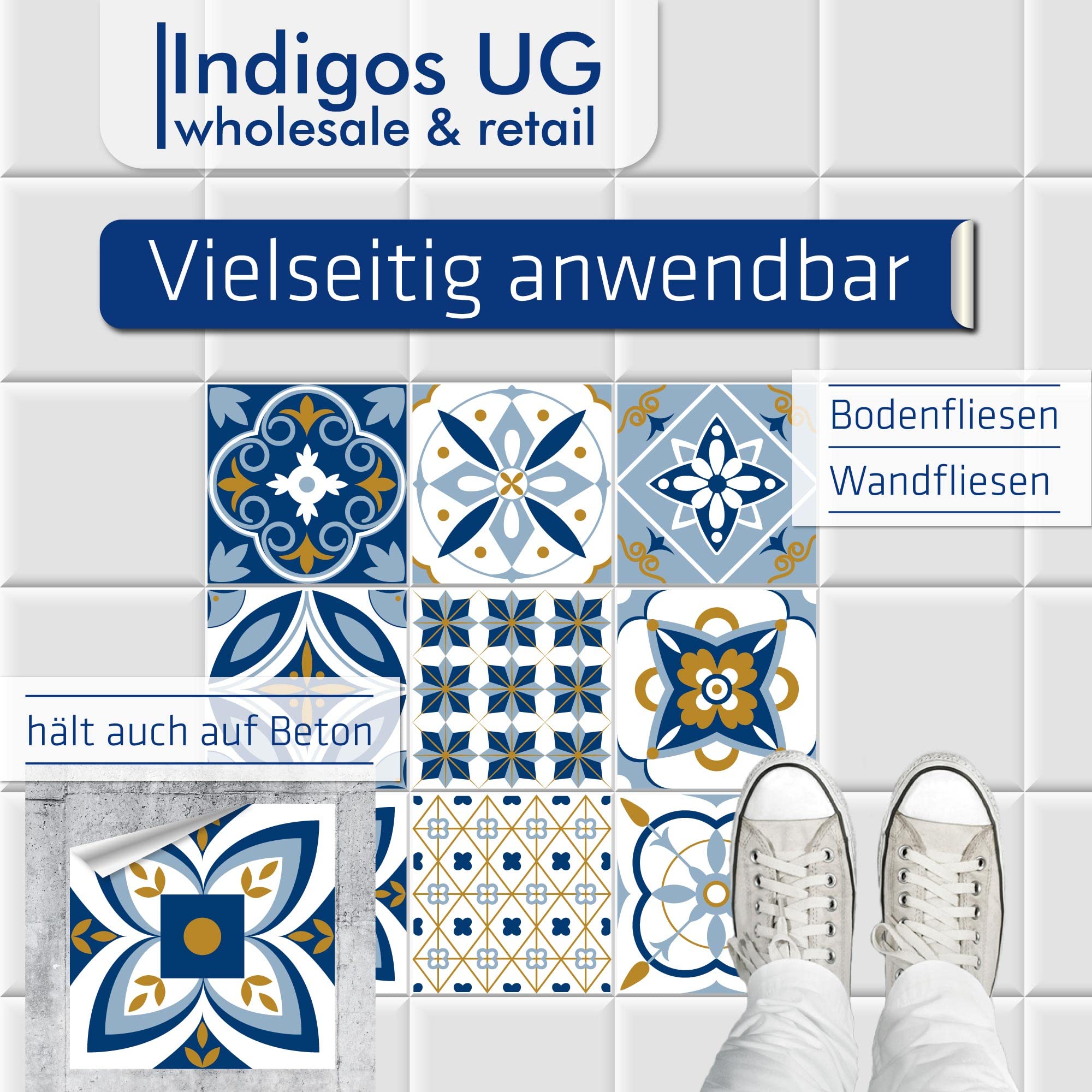 Adesivi per pavimenti in piastrelle, set colorato 070 – 30 x 30 cm – 9 pezzi – Piastrelle adesive per pavimento – Piastrelle adesive per pavimenti – Piastrelle adesive per cucina, bagno, WC, bordo