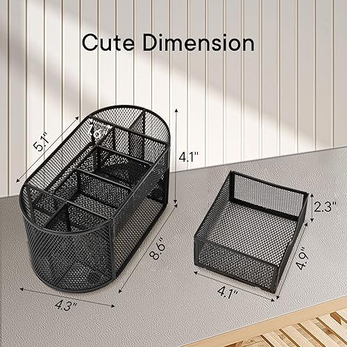 Miniatura 3 de JaBrand Desk accessories and Workspace Organizers, Pen Organizer for Desk Mesh Office Organization Box with 8 Compartments and 1 DrawerStationery