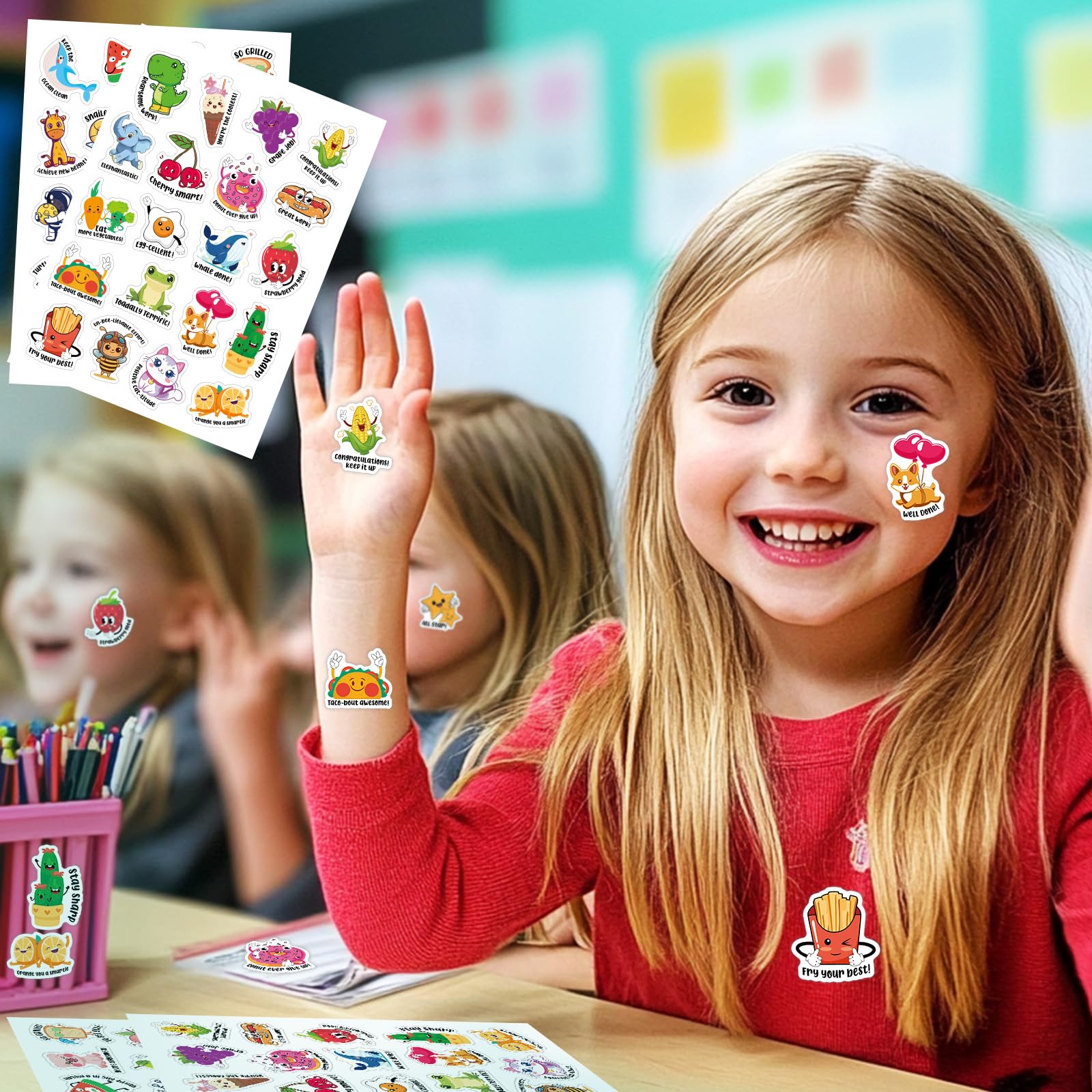 Lustige Aufkleber für Kinder, 800 Stück, positive Aufkleber für Kinder, Klassenzimmer, Klassenzimmerpreise, Elementar, abnehmbare Lehrer-Aufkleber für Bewertung und Belohnungen