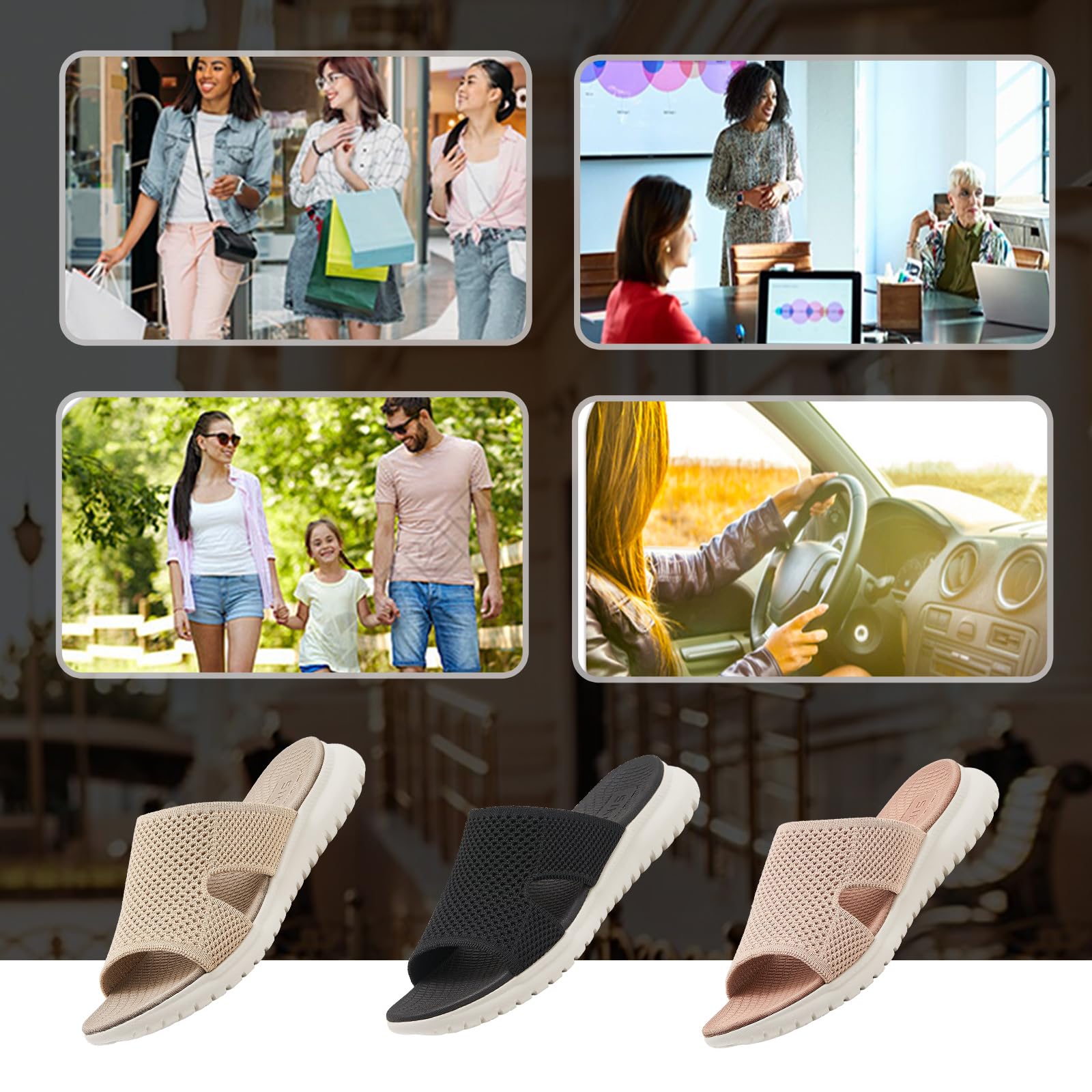 Sandalen Damen Sommer Leichte Bequem Pantoletten mit Weich Fussbett, Gr.35-42