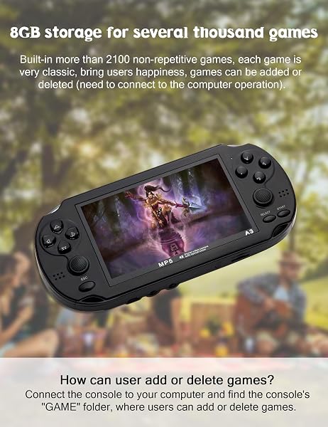 CZT Videospielkonsole 4,3 Zoll 8GB Eingebaute 2100 Kostenlose Spiele für Mehrere Simulatoren Handheld-Spielkonsole Video/Musik TV-Ausgang Spiel kann Archiviert Werden EIN Geburtstagsgeschenke - 5