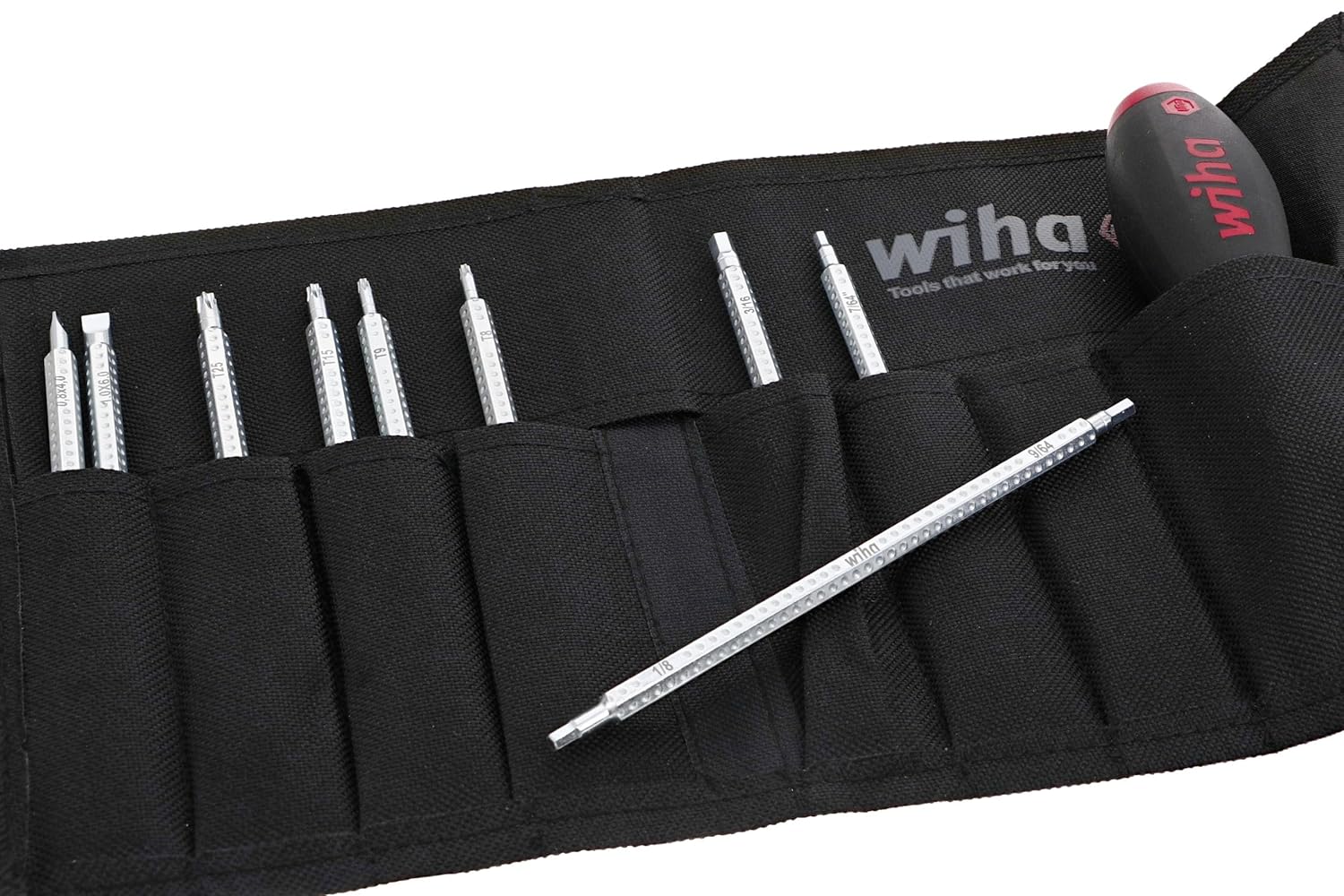 Wiha 28199 Drive-Loc VI Interchangeable Blade Set In Durable Pouch, 10 Piece