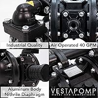 Vista 5 de Vestapomp Bomba de diafragma operada por aire, nueva versión, bomba de diafragma de aire, aceite residual AODD, doble transferencia neumática