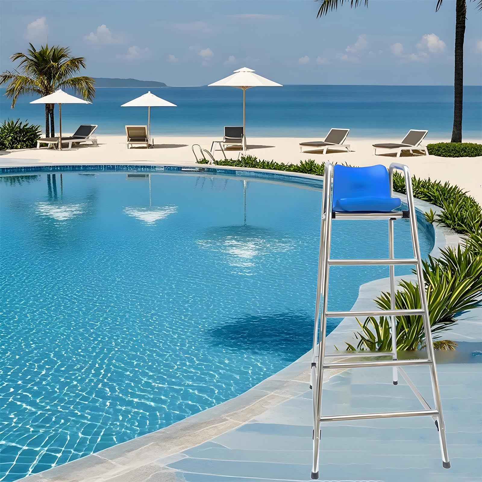 Chaise de sauvetage robuste en acier inoxydable 201/304, siège de piscine durable, design ABS confortable, parfait pour la plage et le lac, équipement de sécurité en plein air