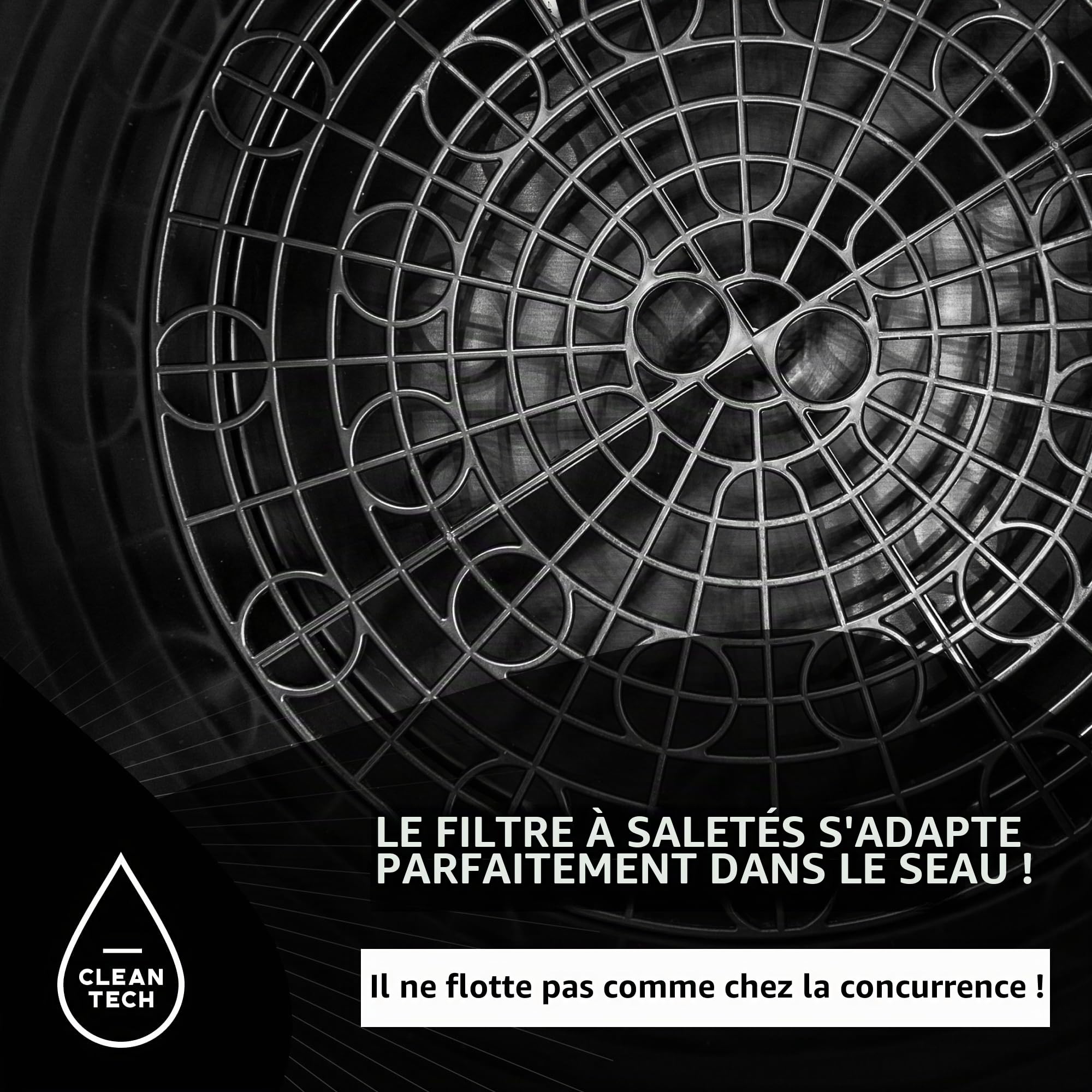 Cleantech Kit de lavage de voiture : seau de lavage de 20 litres avec tamis à saleté + gant de lavage – Parfait pour un nettoyage efficace et respectueux de la peinture