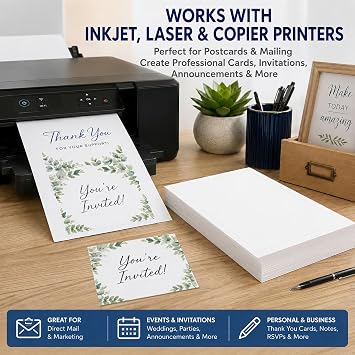 Blank White Postcards 5 x 7 65lb Cover Perforated - 200 Cards