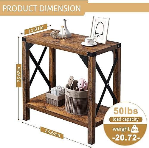 Miniatura 2 de Amyove Mesa auxiliar estrecha para espacios pequeños, mesita de noche rectangular para sofá, mesa auxiliar para sala de estar, dormitorio, salón,