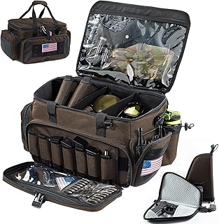 Large Pistol Range Bag Shooting - Tactical Gun Range Bag with 2 Pistol Cases in Different Size(M,L,XL, Gun Bags for Handguns, Womens Gun Bag for Men, Gun Carrying Duffle Bag Gun Accessories