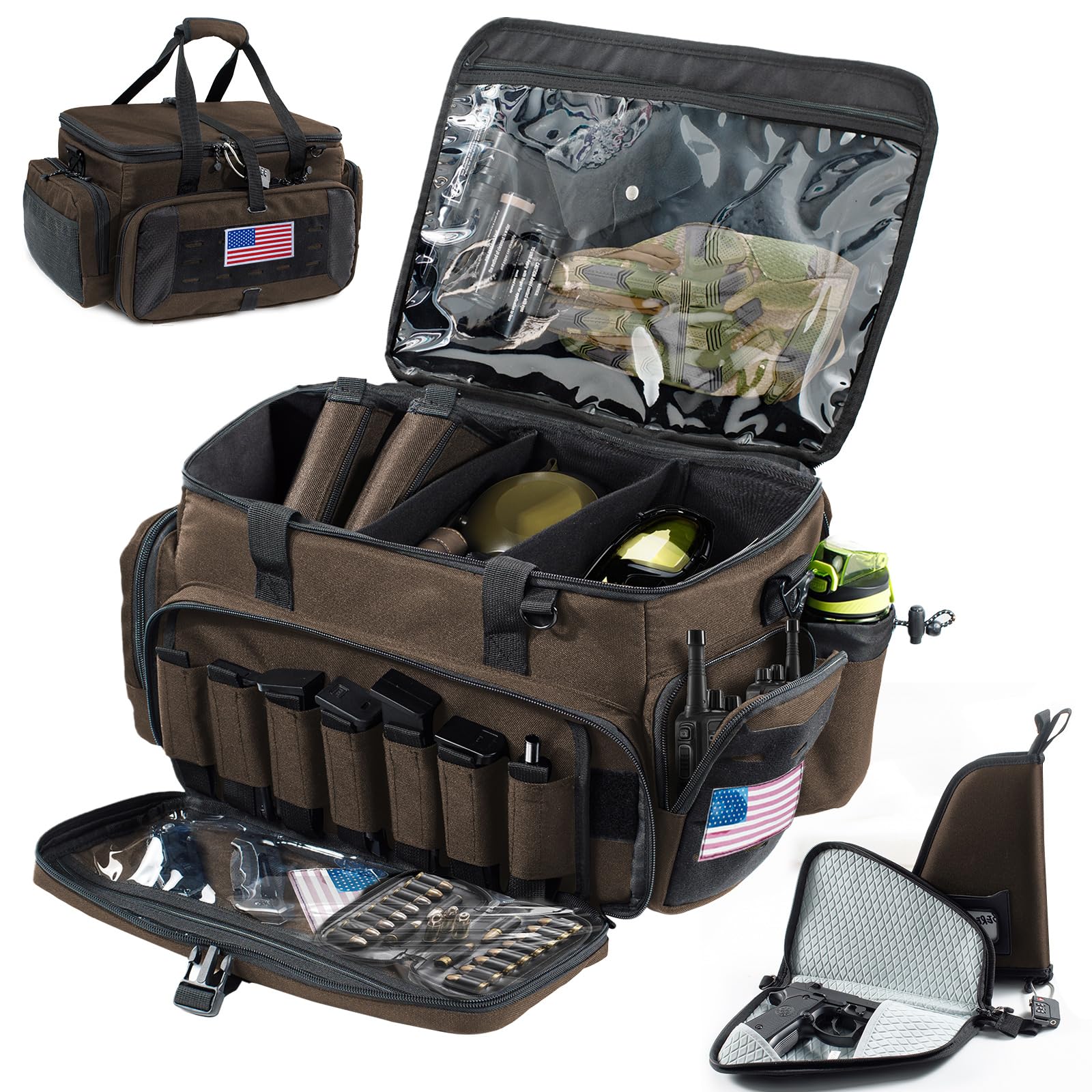 Tactical Gun Range Bag with Pistol Cases for Men