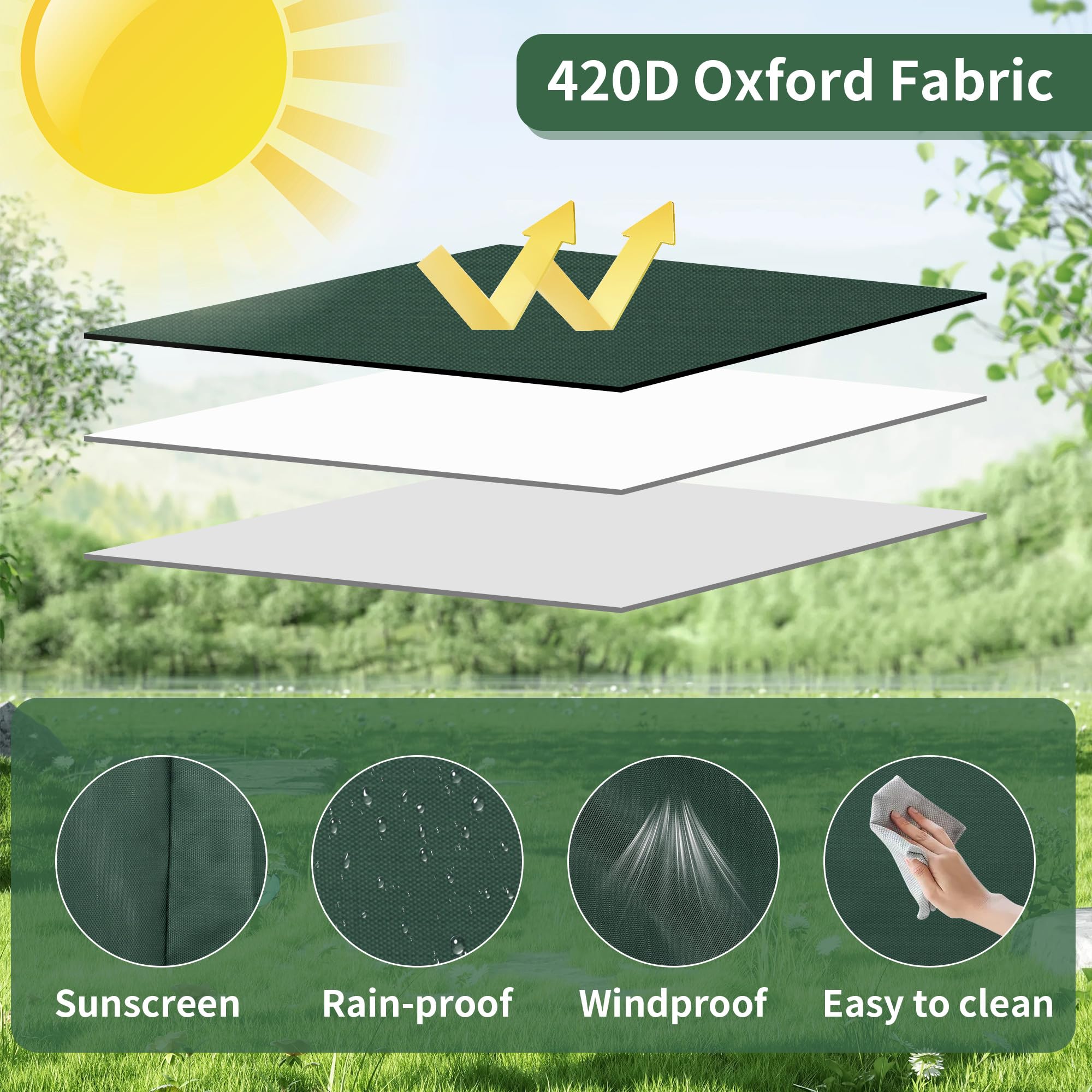 Bâche pour Cuve IBC 1000L Housse Protection Anti-UV Anti-Poussière Fermeture Éclair Vert 116x100x120 cm