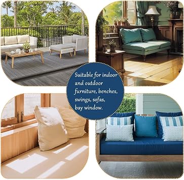 Custom Bench Cushions for Outdoor Indoor Furniture,Personalized Size Garden Patio Bench Cushion Pad for Outdoor Furniture,Bay Window Seat Cushion with High Density Foam,Porch Swing Long Chair Pad,3CM