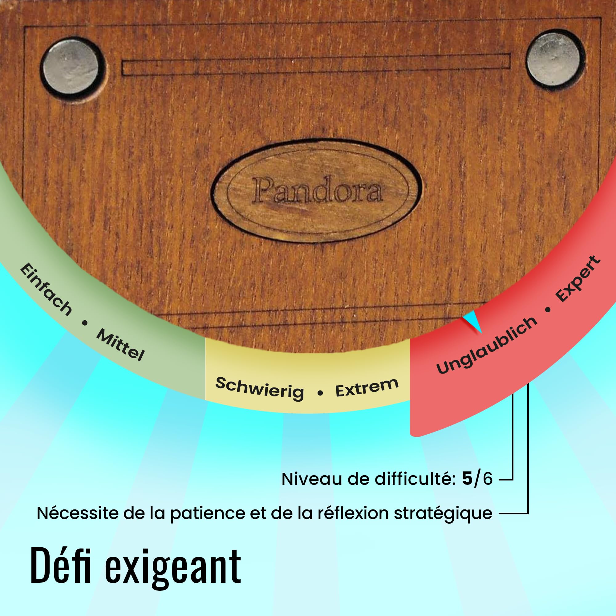 Logica Jeux Art. Pandora Box - La Boîte Secrete - Casse-Tête en Bois - Coffret Secret - Difficultè 5/6 Incroyable - Collection Leonardo da Vinci