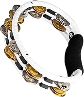 Meinl Percussion Traditional Tambourine, Handheld Half-Moon Shape with Synthetic Frame — NOT Made in China — Double Row Dual Alloy Jingles, 2-Year Warranty (TMT1M-WH)