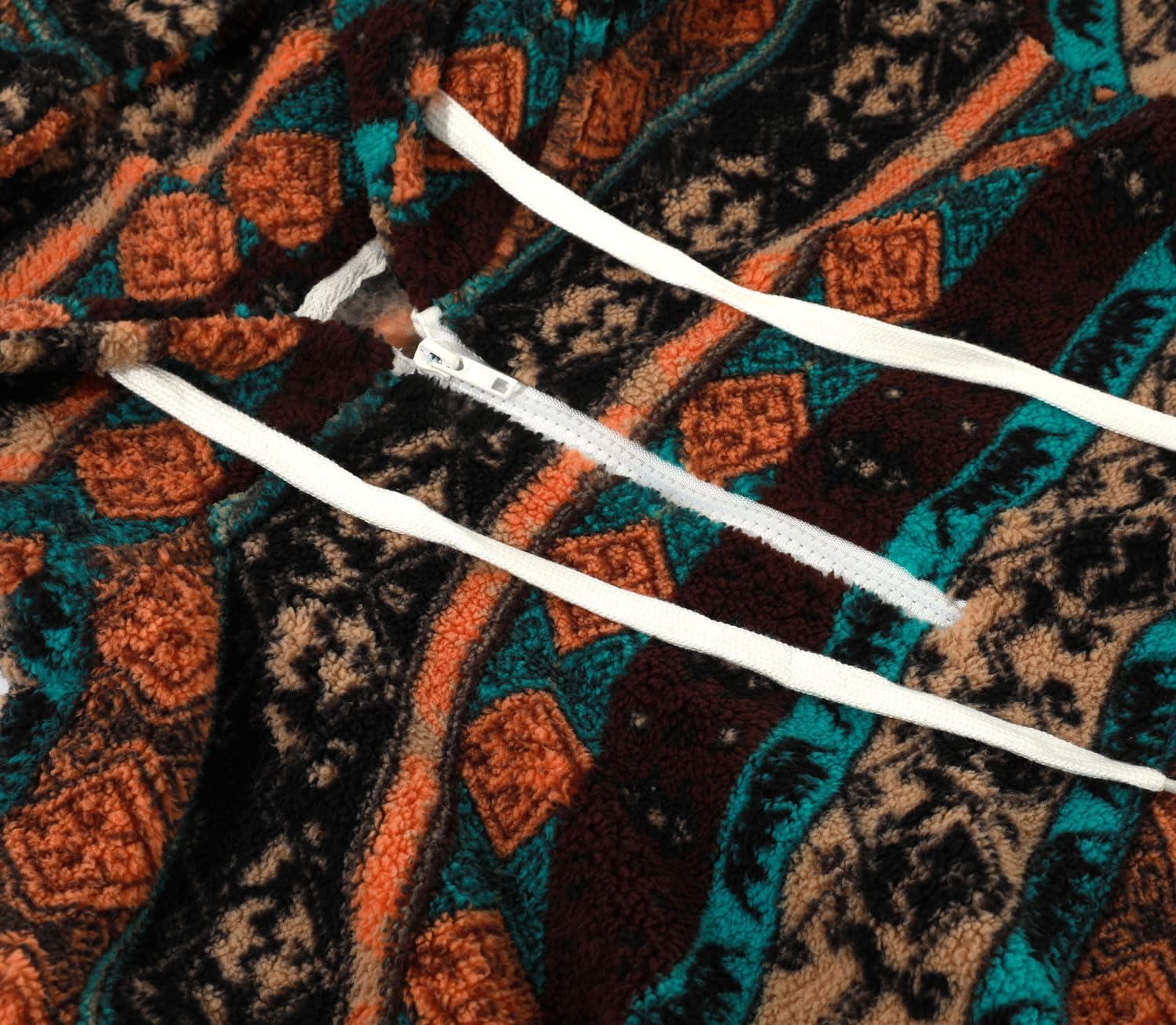 chouyatou Women's Warm Half Zip Tribal Aztec Printed Hooded Fuzzy Fleece Hoodie Sweatshirt - Image 5