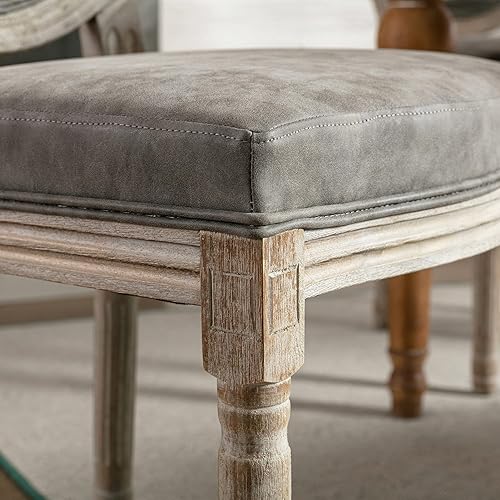 Miniatura 57 de Juego de 4 sillas de comedor de piel sintética, sillas de cocina de mediados de siglo, sillas Parsons tapizadas, sillas laterales con respaldo de