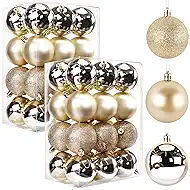 TranquilBliss Christmas Ball Ornaments 48pcs 2.5-Inch Tree Decorations for Xmas Tree, Ideal for Holiday Party Wreath Tabletop Decor Ornaments（Champagne）