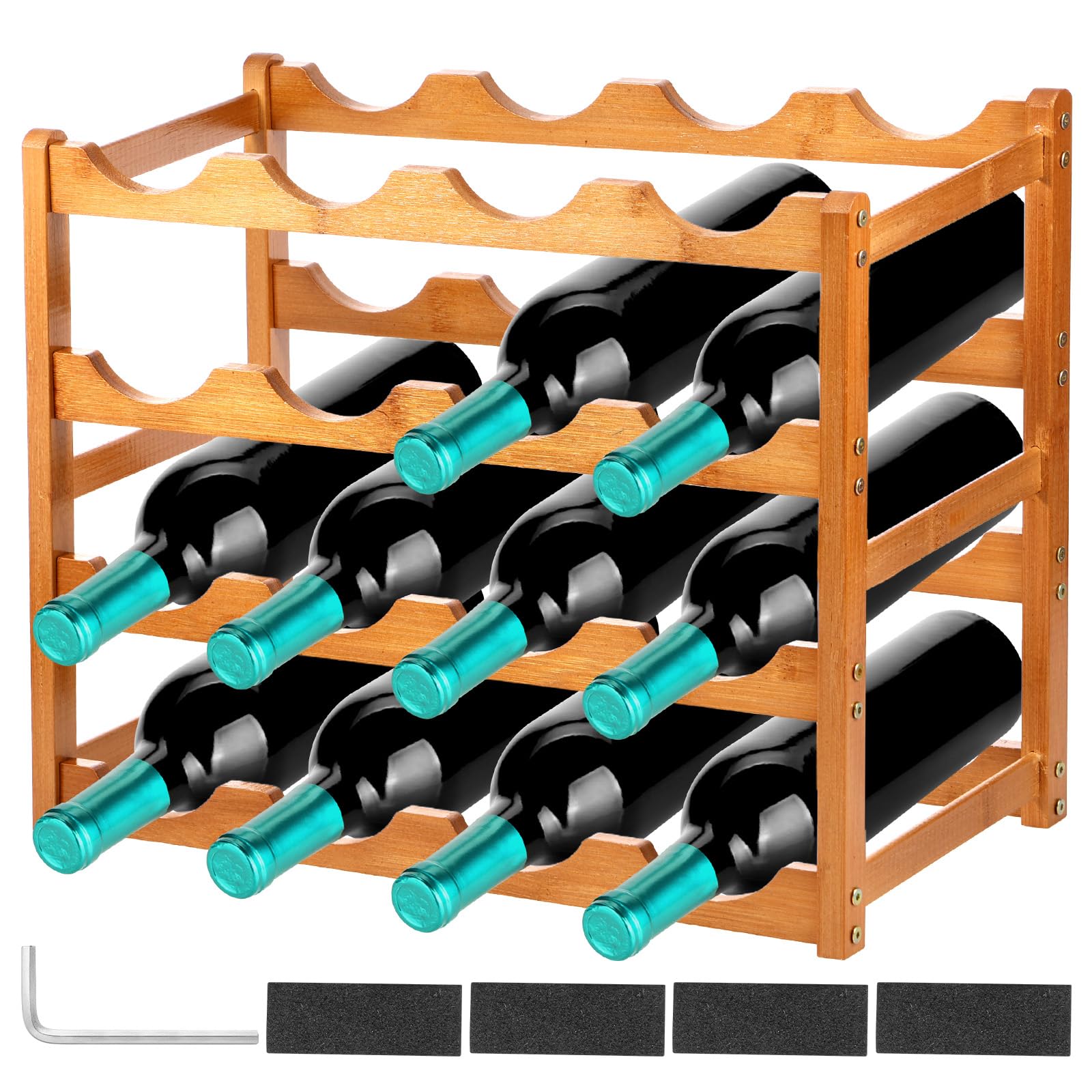 Étagère à vin en bois compacte : porte-bouteille robuste pour rangement de bar et cellier