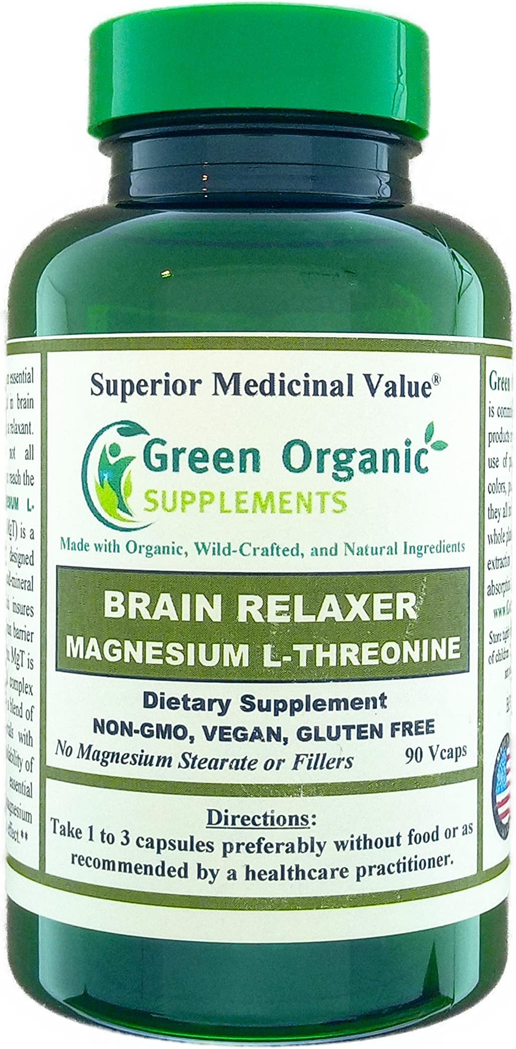 Green Organic SupplementsMagnesium L-Threonine 90 VCaps