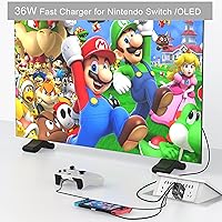 Vista 4 de RREAKA Switch Dock Charger for Nintendo SwitchOLED, Portable TV Docking Station for Nintendo Switch 4K60Hz HDMIUSB2.0PD USB-C Fast Charging Ports