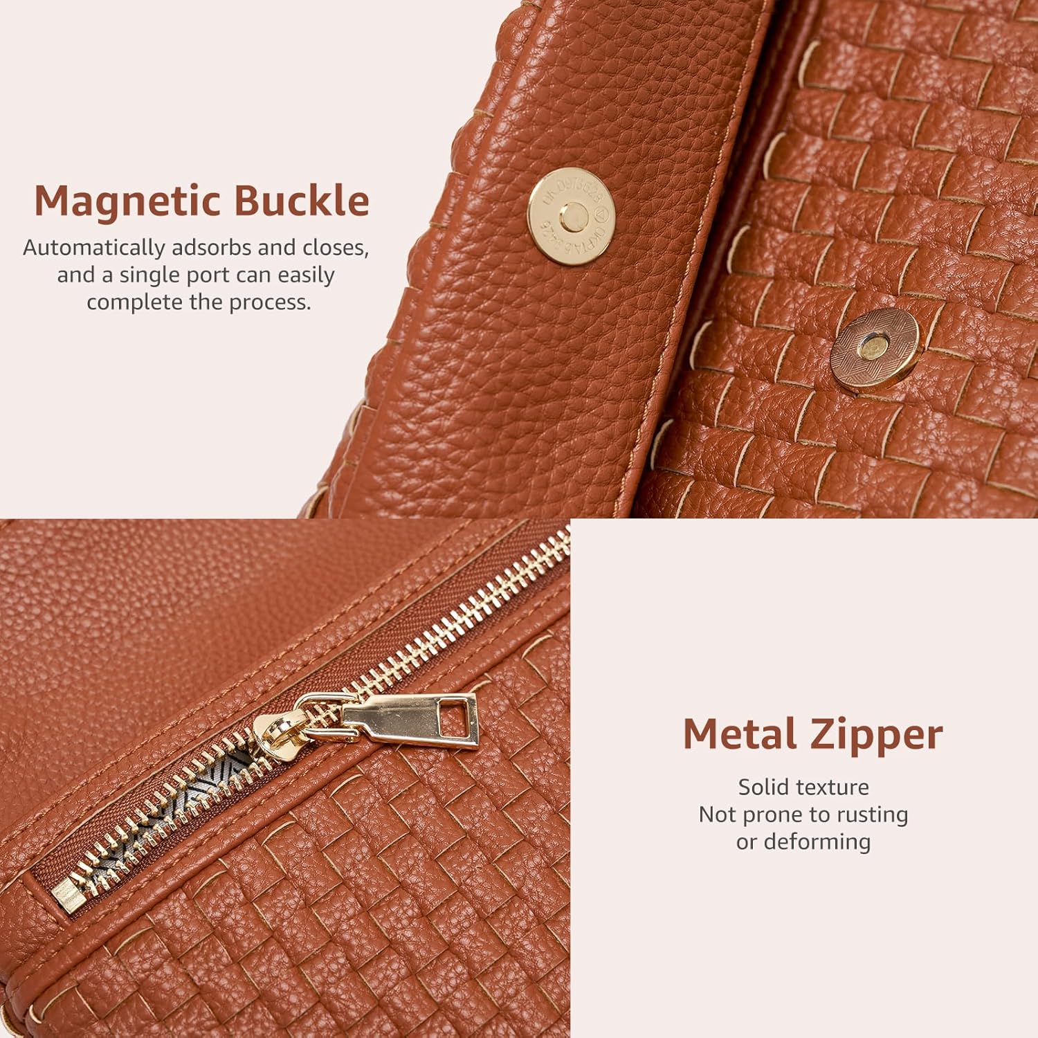 Woven Crossbody Bags for Women, Small Handmade Vegan Leather Purse with Built-in Wallet Card Slots, Designer Shoulder Clutch