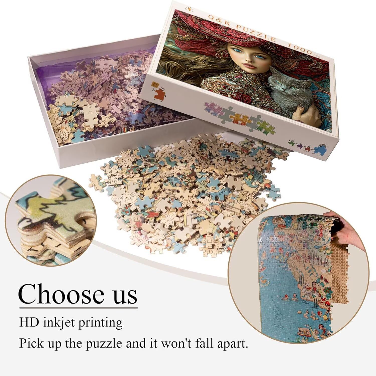 Puzzle para Adultos 3000 Piezas, Belleza Gato Puzzle, Difícil, Desafiante, Rompecabezas Encajan Perfectamente, Letras en la Parte Posterior, sin Polvo, Regalo para Personas Mayores 122x80cm s-514