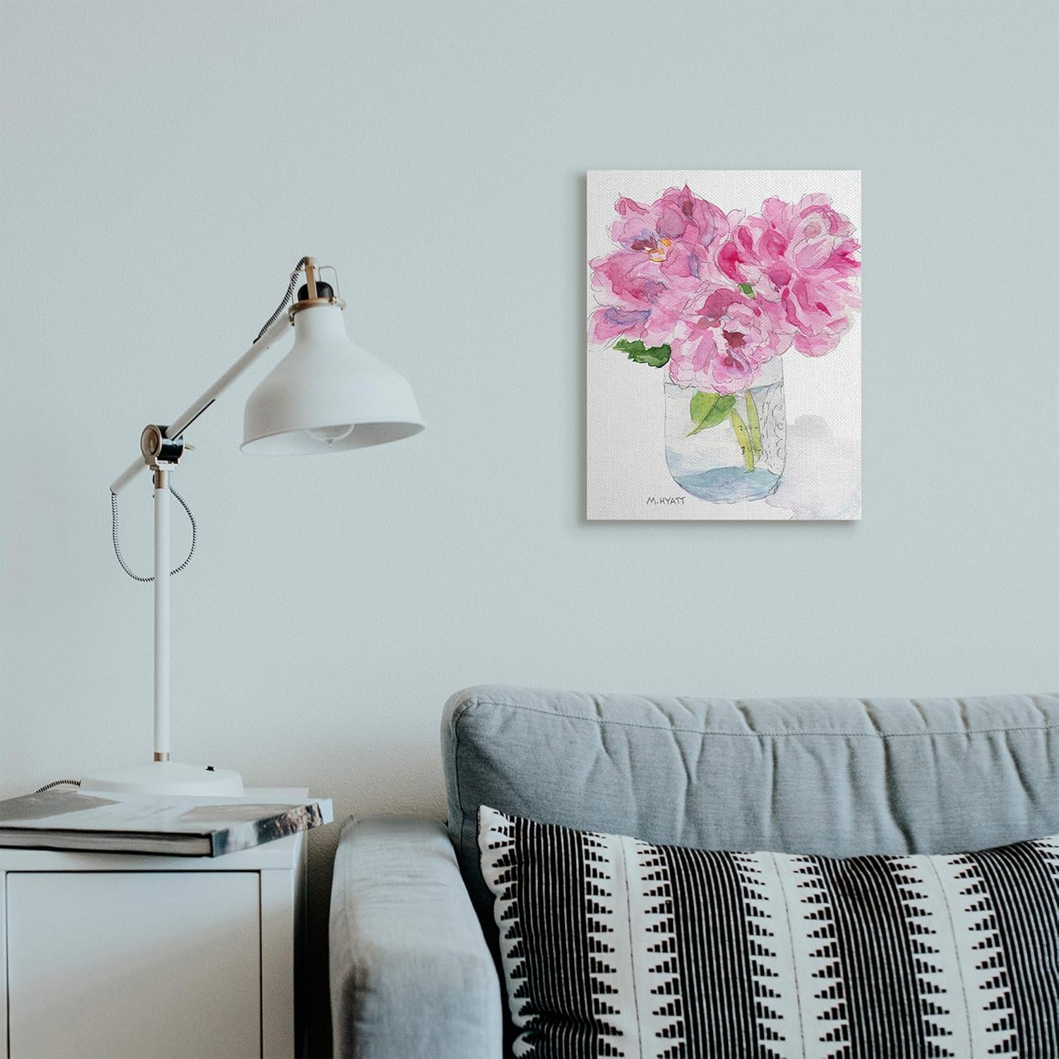 Stupell Industries Pink Peonies in Classic Canning Jar, Design by Melissa Hyatt LLC Canvas Wall Art, 16 x 20