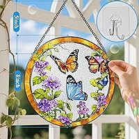 Vista 2 de Atrapasoles para colgar vidrieras, 8 pulgadas, atrapa el sol para ventana interior, mariposa para puertas de ventanas, decoración del hogar