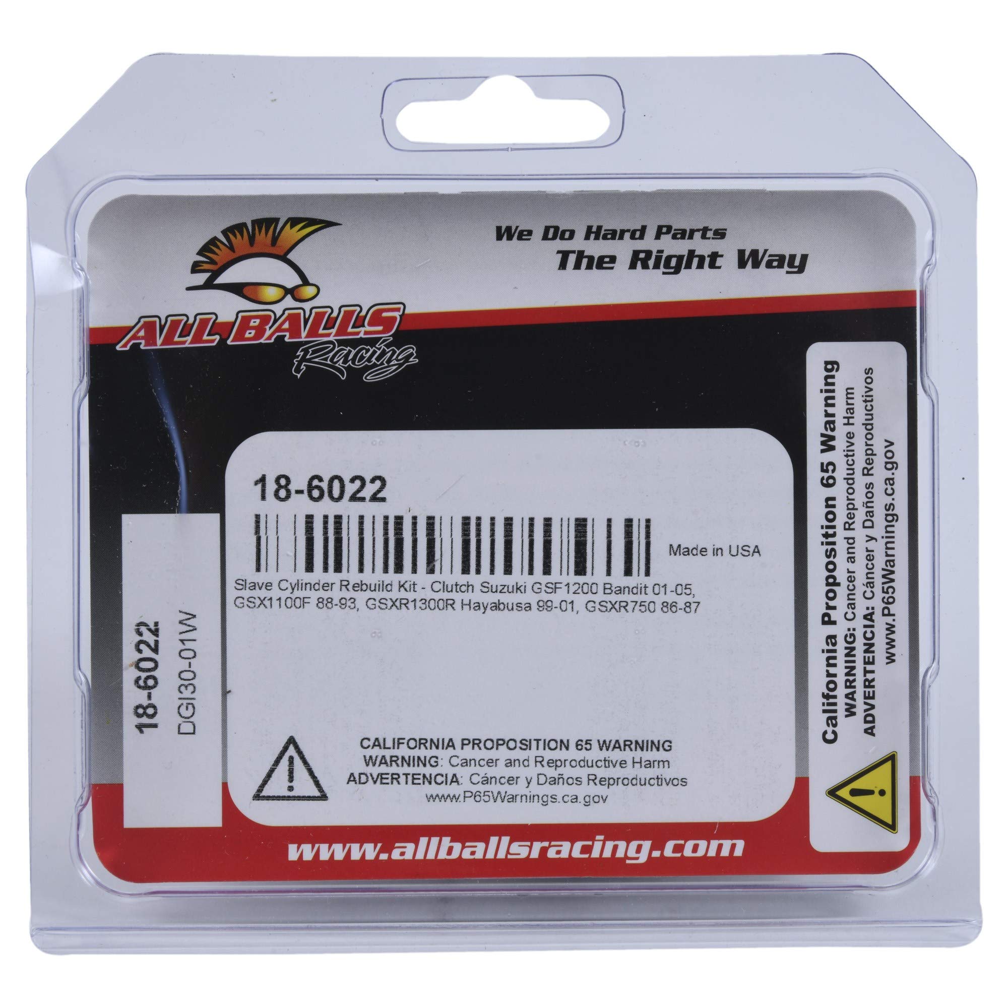 Kit cylindre d'embrayage All Balls 18-6022 compatible avec/remplacement pour Suzuki GSF1200 Bandit 2001-2005, GSX1100F 1988-1993, GSXR1300R Hayabusa 1999-2001, GSXR750 1986-1987