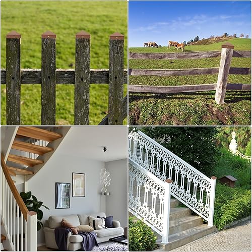 Miniatura 6 de Paquete de 4 tapas piramidales de aluminio de 4 x 4 para postes nominales de madera de 4 x 4 pulgadas (real 3.5 x 3.5 pulgadas), tapas para postes