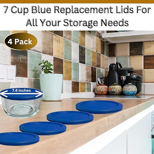 Miniatura 4 de Klare Ware - Tapas de repuesto para 7 tazas para Pyrex 7201, Anchor Hocking y Klare Ware Ware (recipiente de vidrio no incluido) aptos para