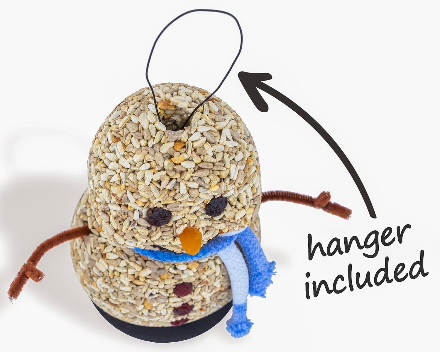 Handmade Snowman Bird Feeder - 100% Edible Compressed Seed for Wild Backyard Birds (Gift for Bird Lovers)