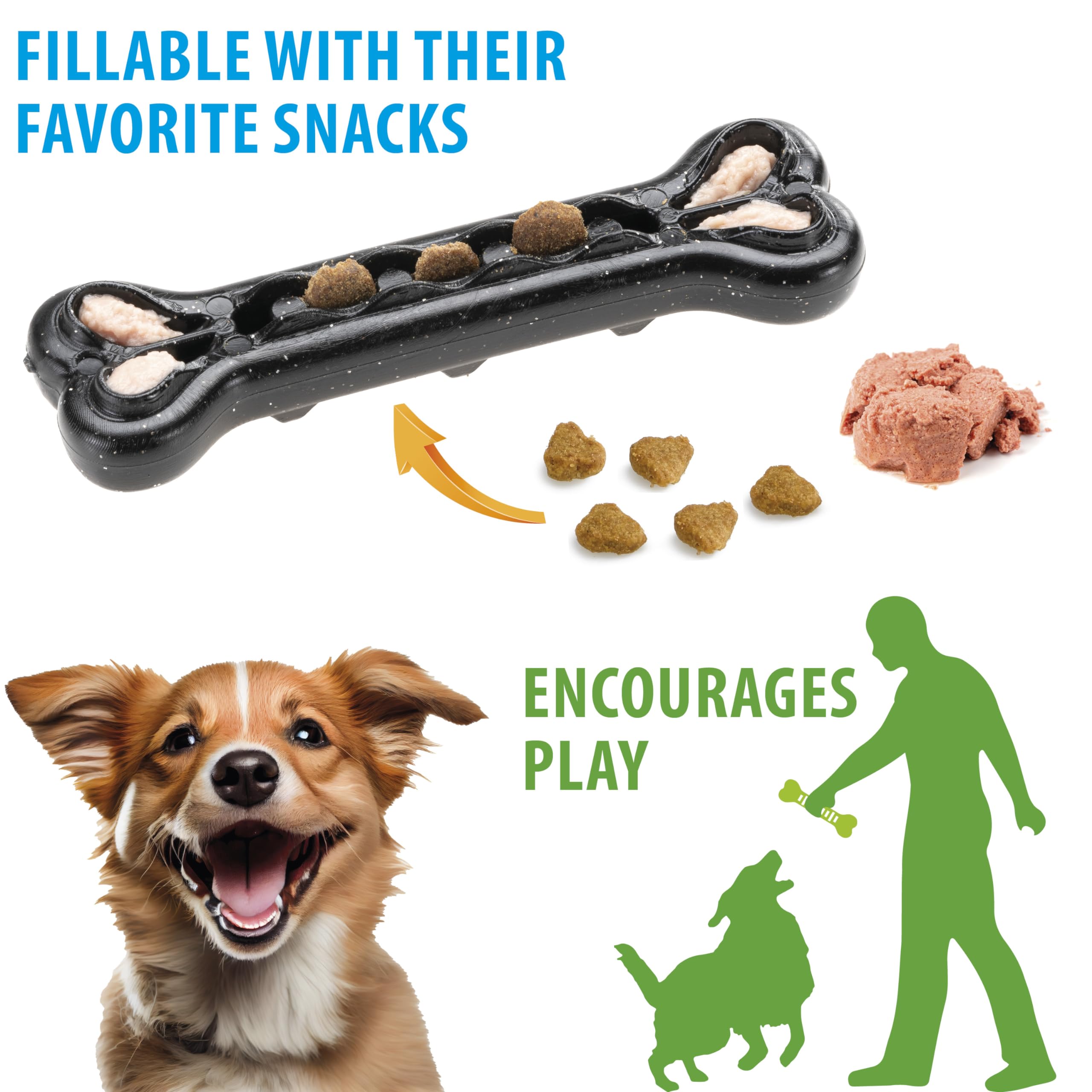 Ferplast Dog Toy, Dog Treat Dispenser Bone, Chew Toy, Made of Durable Material, Meat Flavoured - Image 2