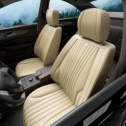 Miniatura 8 de FEELON 2 Piezas Fundas para Asientos Delanteros LB, Fundas Protectoras Impermeables de Cuero Nappa para Asientos Delanteros de Auto, Ajuste