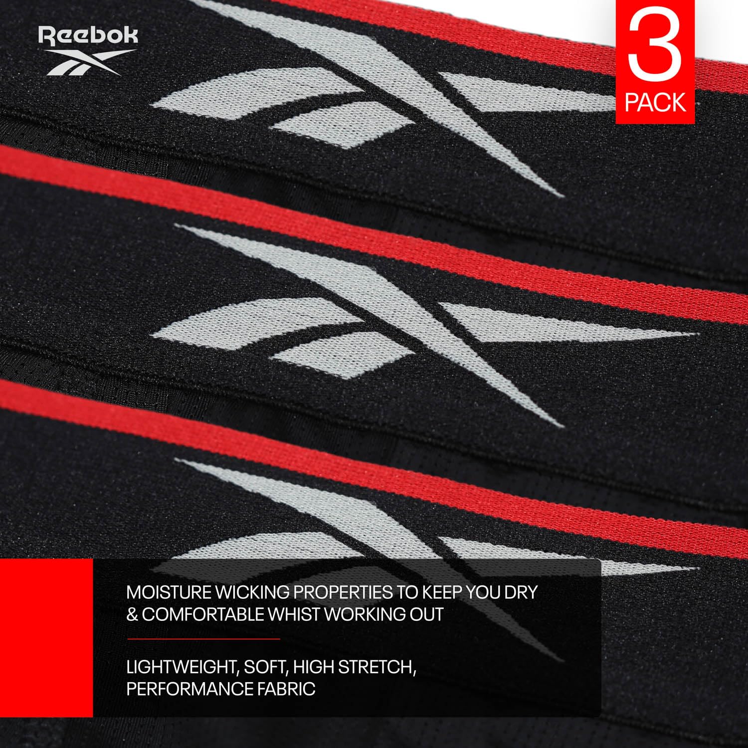 Reebok Glynn Boxers for Men | Pack of 3 Sports Trunks, Breathable & Stretchable Men's Underwear | Multipack Boxer Shorts