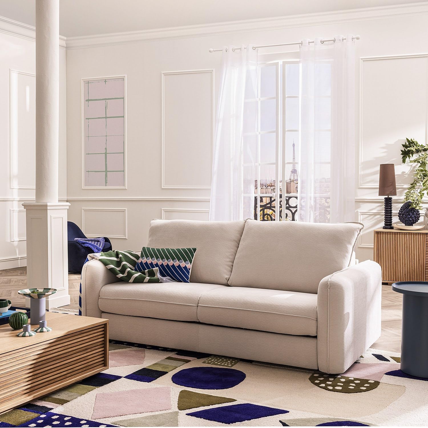 Habitat - Table Basse avec rangements en chêne - Naturel Max