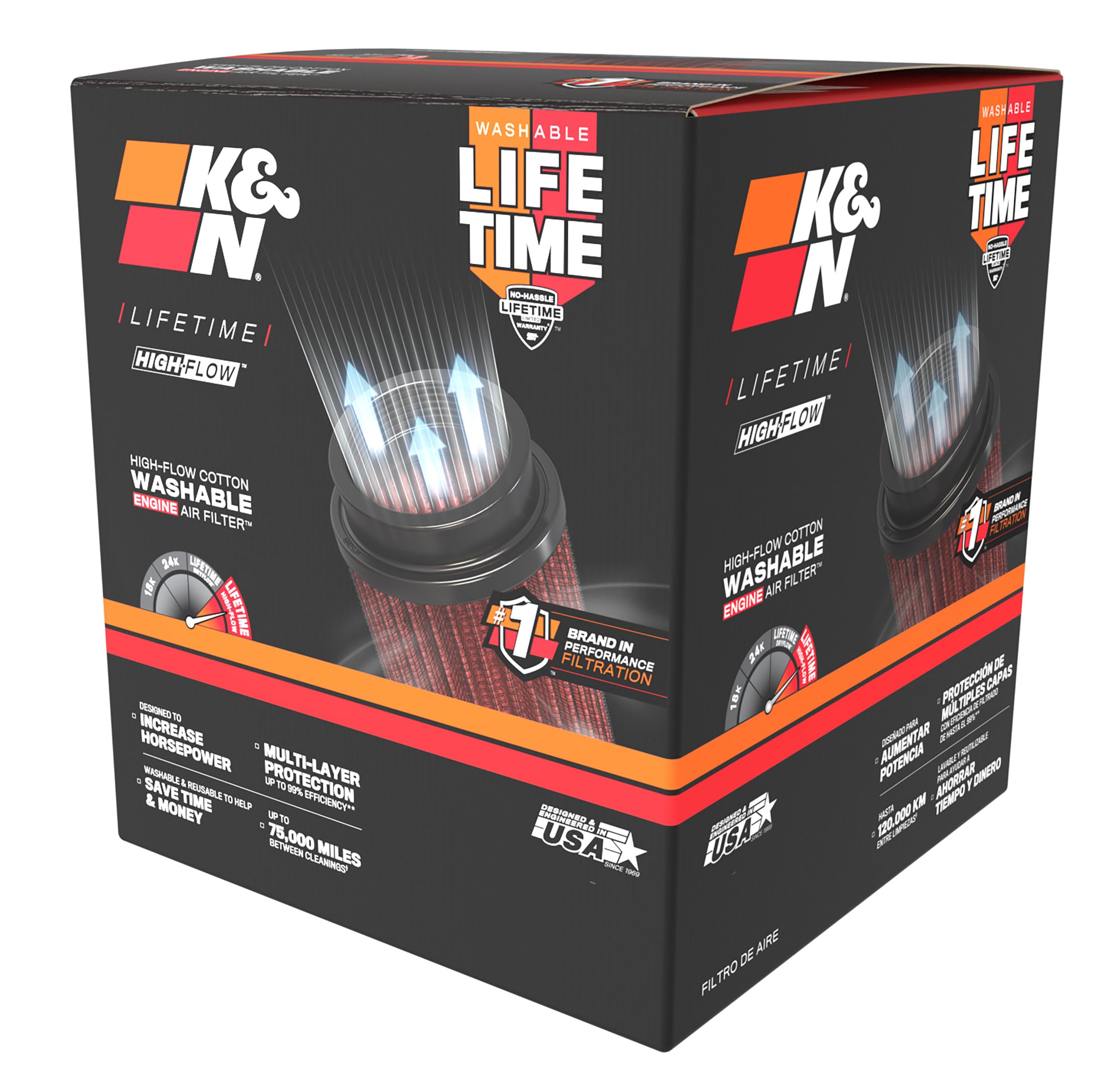 K&N RU-4950 filtro de goma universal Coche y Moto