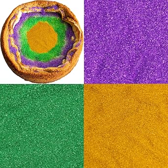 Edible 15 oz Mardi Gras Sprinkles, Purple Gold Green Fine Decorative Sanding Sugar for King Cake, Cake Decorating, Baking, Ice Cream, Cookies, Cupcake Topper Decorations